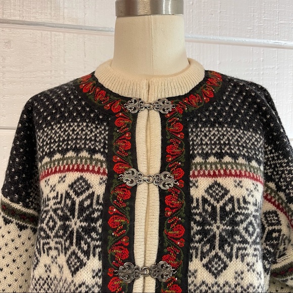 Squaw Valley Icelandic style Alpine wool cardigan sweater vintage - Picture 2 of 7